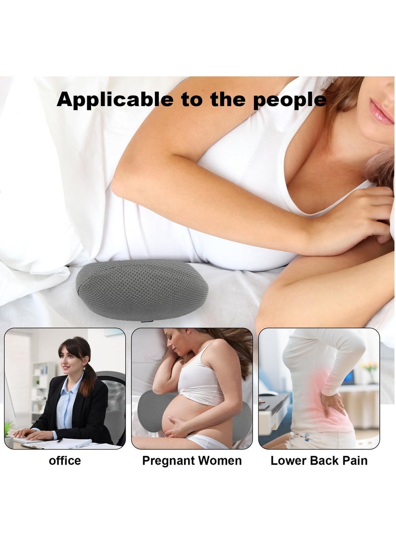 Memory Foam Lumbar Support Back Cushion, Orthopedic Back Pillow for Lower Back Pain Relief, Lumbar Support Cushion, for Bed Chair Car Office Travel Cushion (Grey)