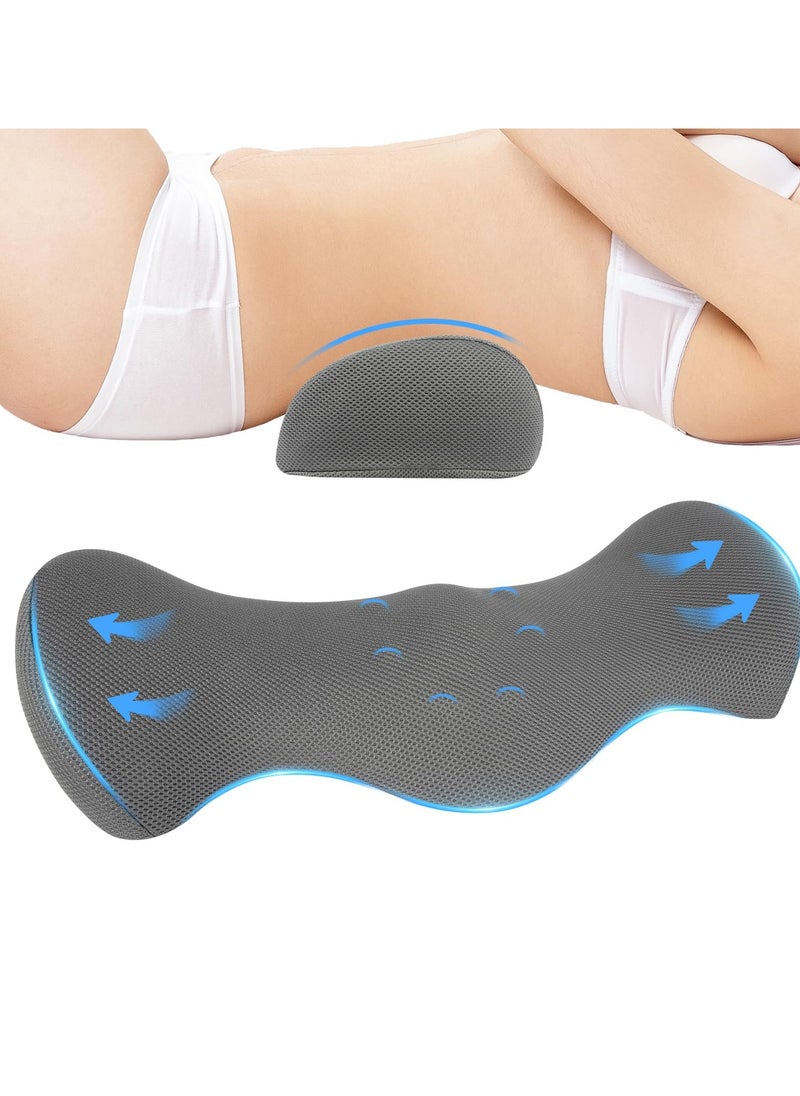 Memory Foam Lumbar Support Back Cushion, Orthopedic Back Pillow for Lower Back Pain Relief, Lumbar Support Cushion, for Bed Chair Car Office Travel Cushion (Grey)