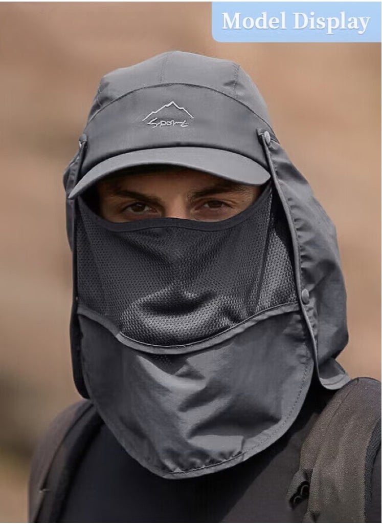 4-in-1 Detachable Sun Hat with UPF50+ Protection - Unisex Adjustable Breathable Quick-Dry Fishing Hat with Neck Cape & Face Cover | Hiking Mountaineering Outdoor Sports