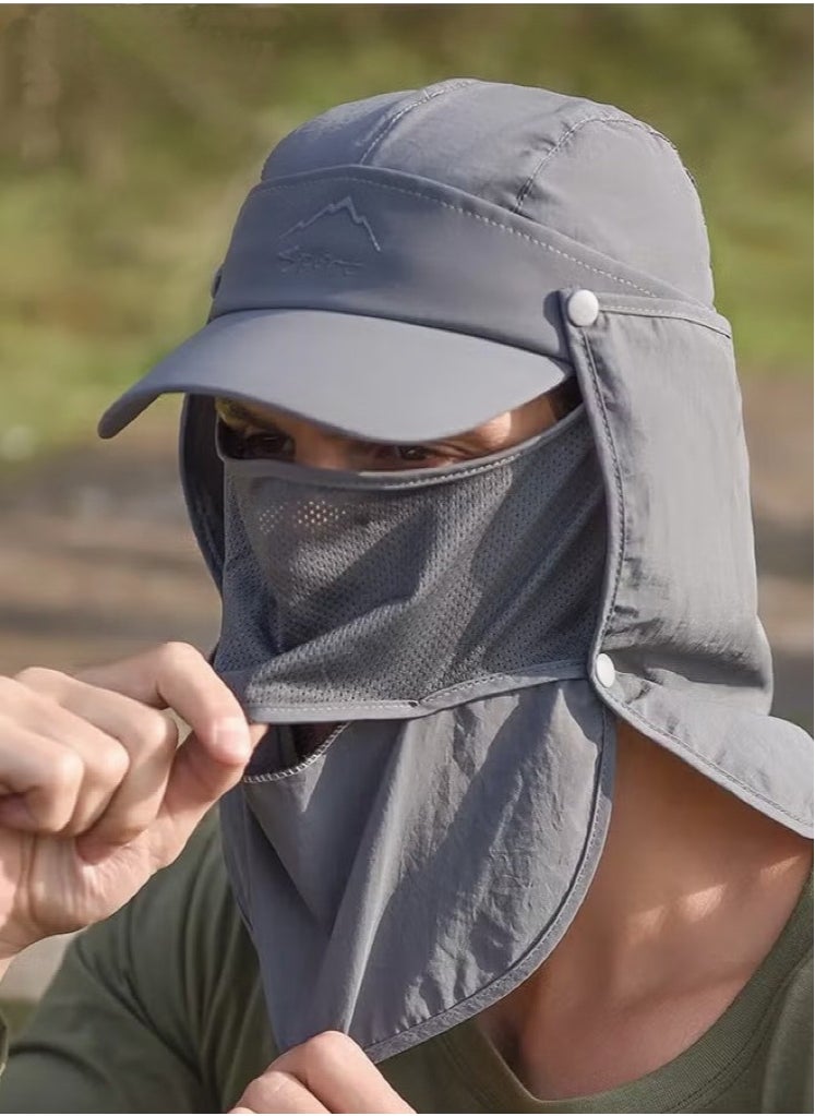 4-in-1 Detachable Sun Hat with UPF50+ Protection - Unisex Adjustable Breathable Quick-Dry Fishing Hat with Neck Cape & Face Cover | Hiking Mountaineering Outdoor Sports