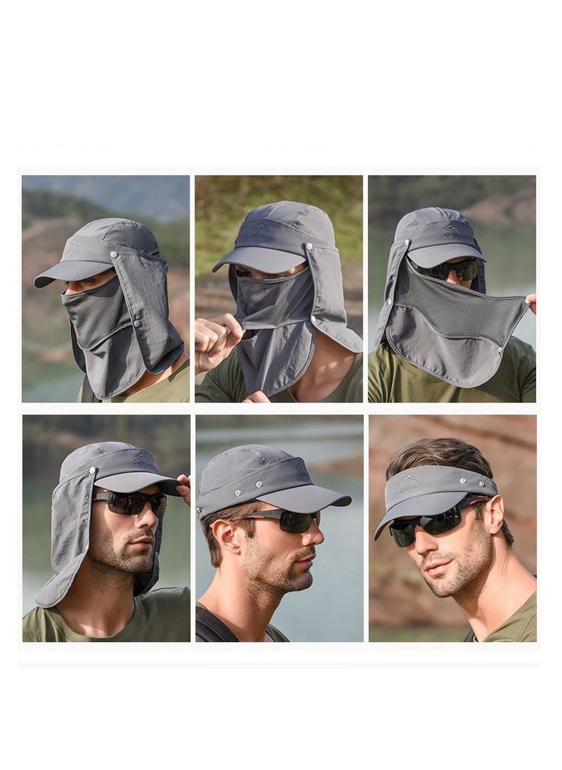 4-in-1 Detachable Sun Hat with UPF50+ Protection - Unisex Adjustable Breathable Quick-Dry Fishing Hat with Neck Cape & Face Cover | Hiking Mountaineering Outdoor Sports