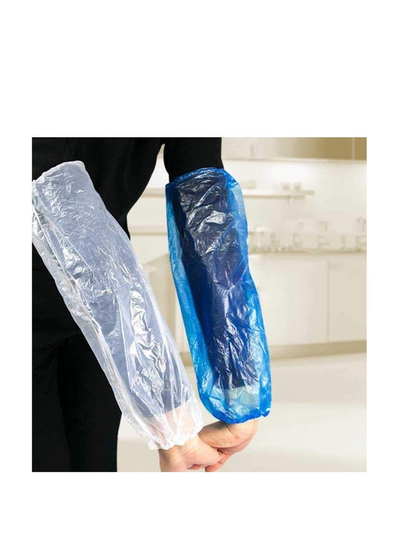 Disposable Waterproof Arm Sleeve Covers - 100 Pack Plastic Oversleeves with Elastic Cuffs for Protection Against Dirt and Stains