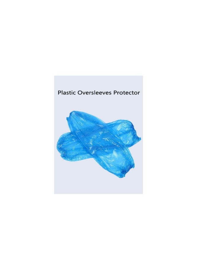 Disposable Waterproof Arm Sleeve Covers - 100 Pack Plastic Oversleeves with Elastic Cuffs for Protection Against Dirt and Stains