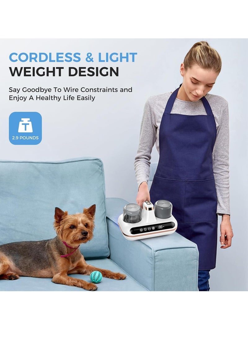 Bed Vacuum Cleaner - 5-in-1 Cordless Mattress Vacuum Cleaner, Powered by UV-C Light & ultrasonic Technology, 16Kpa Strong Suction,Low Noise,Suitable for dust, pet Hair, etc