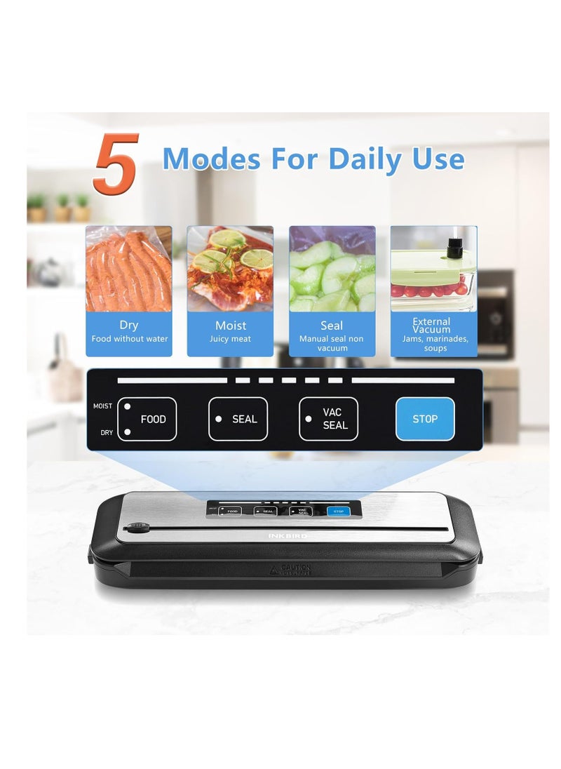 Vacuum Sealer Machine with New PULSE Function Automatic Sealing for Food Preservation Dry & Moist Sealing Modes Built-in Cutter Starter Kit Stainless...