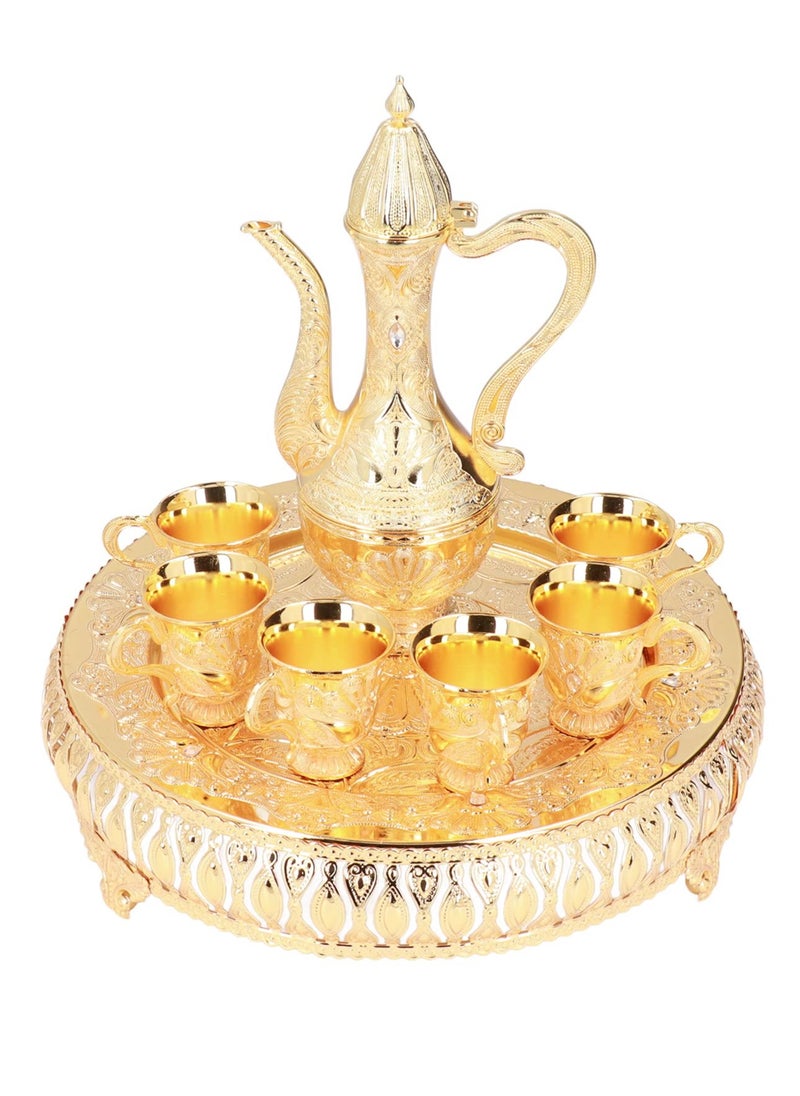 Vintage Turkish Coffee Pot Set Turkish Tea Set with 6 Coffee Cups Teapot and Cup Set For One Tea Service Set For Home Tea Table Decor Wedding Gift Home Tea Party