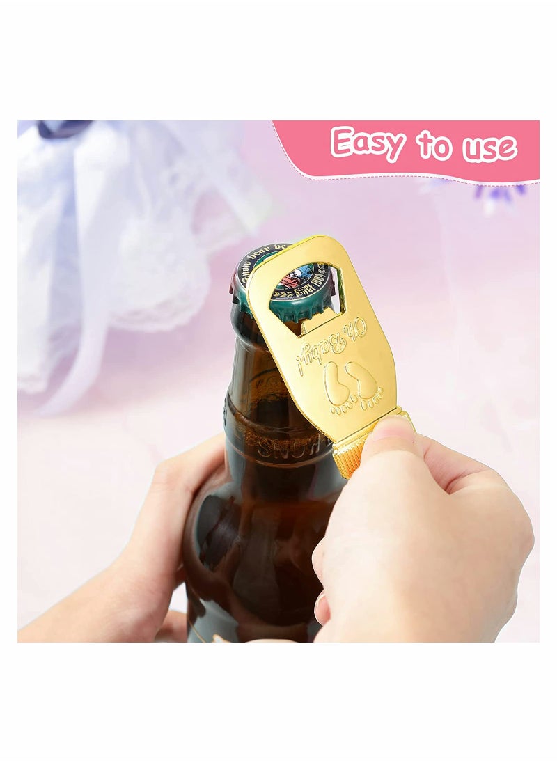 6 Pieces Bottle Opener Baby Shower Favor For Guest, lovely Baby Shower Souvenirs with Baby Footprints Neutral Baby Shower Decoration Gender Reveal Party Supplies for Boy Girl (Pink)