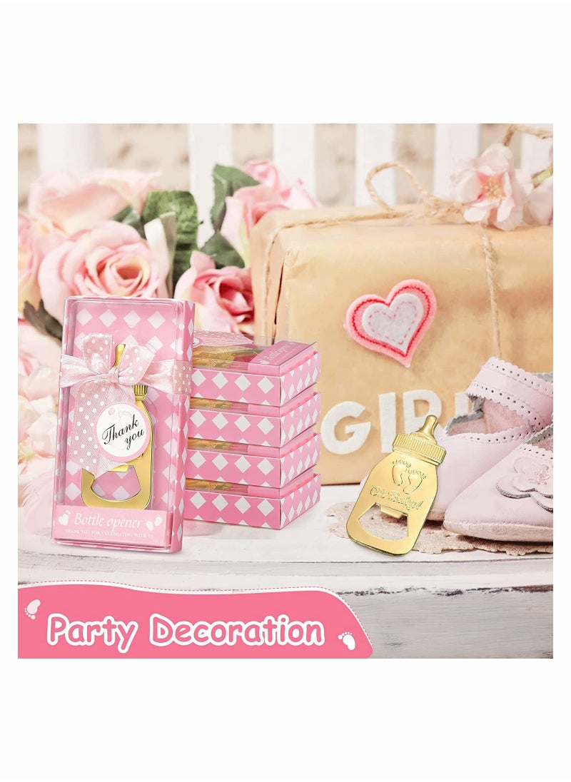 6 Pieces Bottle Opener Baby Shower Favor For Guest, lovely Baby Shower Souvenirs with Baby Footprints Neutral Baby Shower Decoration Gender Reveal Party Supplies for Boy Girl (Pink)