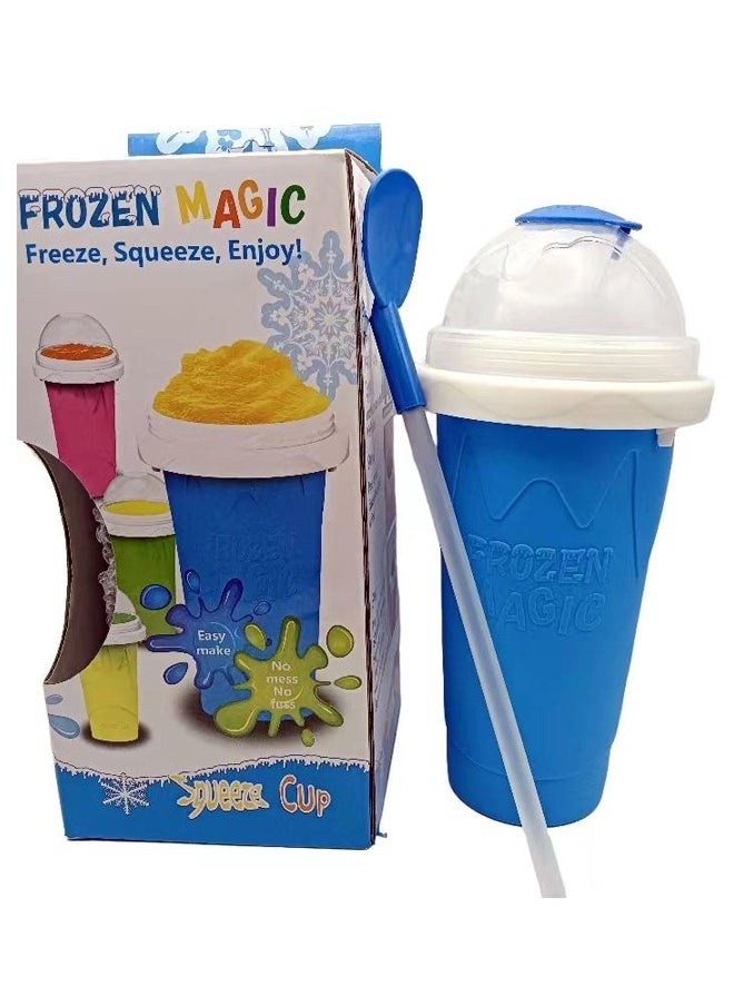 Slushy Maker Cup, Slushy Maker Ice Frozen Squeeze Cup Cooling Maker Cup Freeze Mug Milkshake Smoothie Mug(Blue)