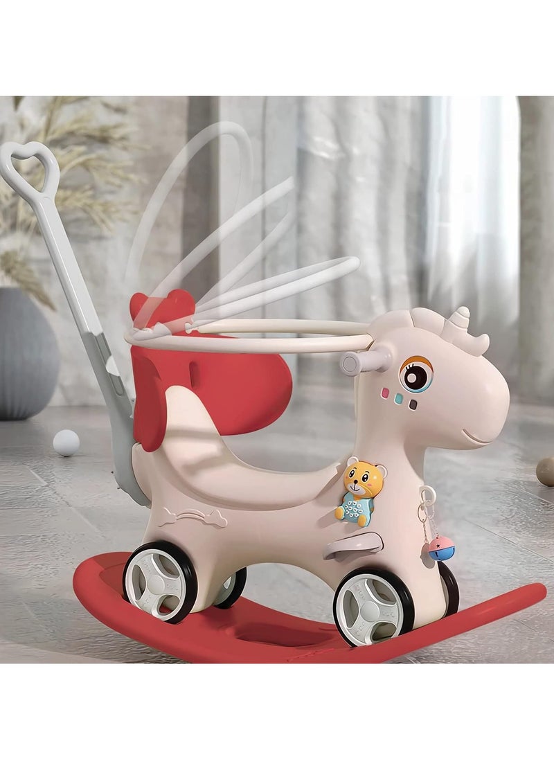 Interactive Plastic Rocking Horse for Gender Neutral 3-4 Year Olds - Battery Included - 68cm Length - Rocking Horses & Back & Push Rod
