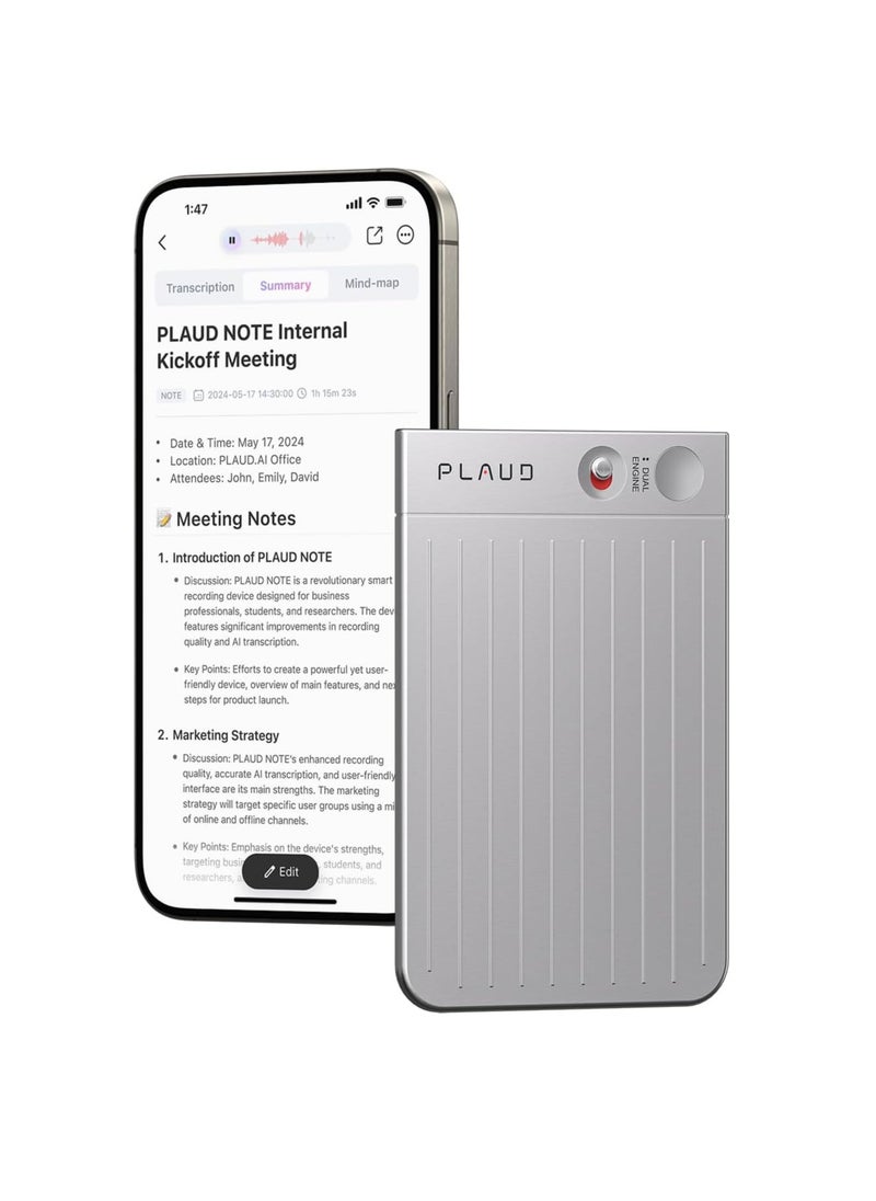 PLAUD Note AI Voice Recorder (Silver)