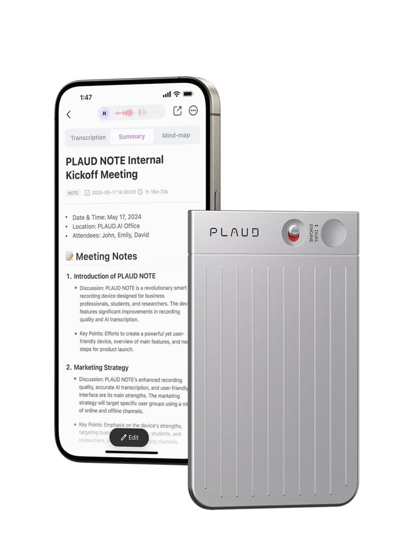 PLAUD Note AI Voice Recorder (Silver)