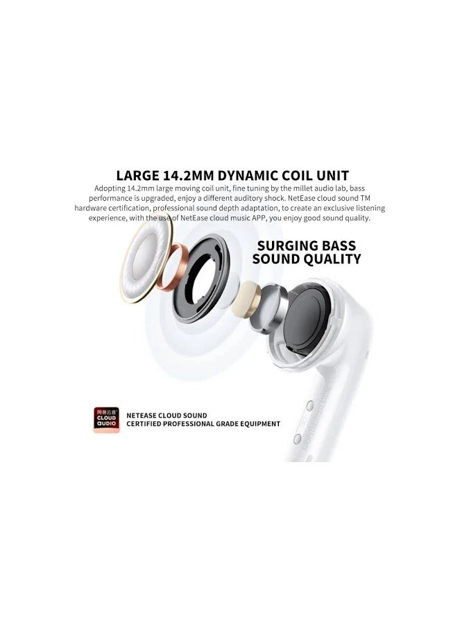 Buds 6 Active Bluetooth V5.4 Earphone 30 Hours Battery Life 5 Adjustment Modes Dual Mic HD Calls Wireless Headphone White