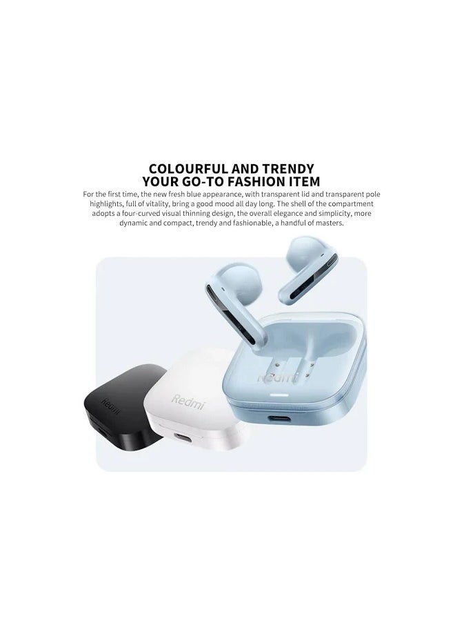 Buds 6 Active Bluetooth V5.4 Earphone 30 Hours Battery Life 5 Adjustment Modes Dual Mic HD Calls Wireless Headphone White
