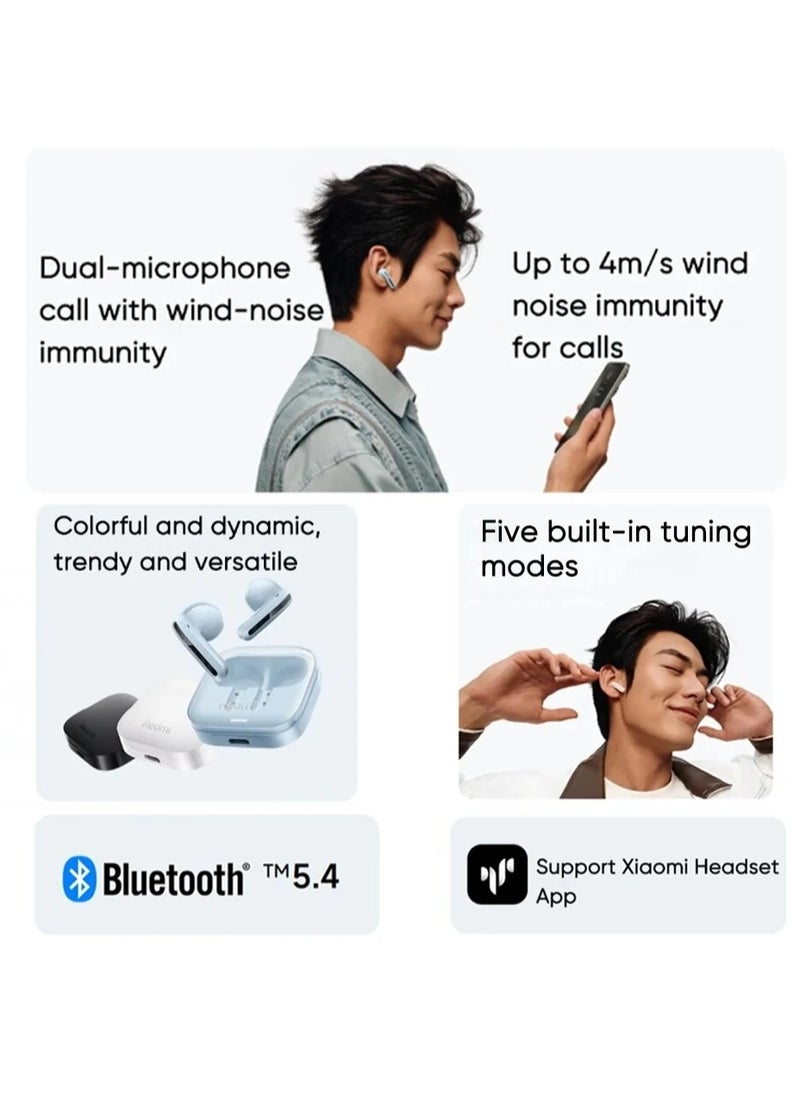 Buds 6 Active Bluetooth V5.4 Earphone 30 Hours Battery Life 5 Adjustment Modes Dual Mic HD Calls Wireless Headphone White