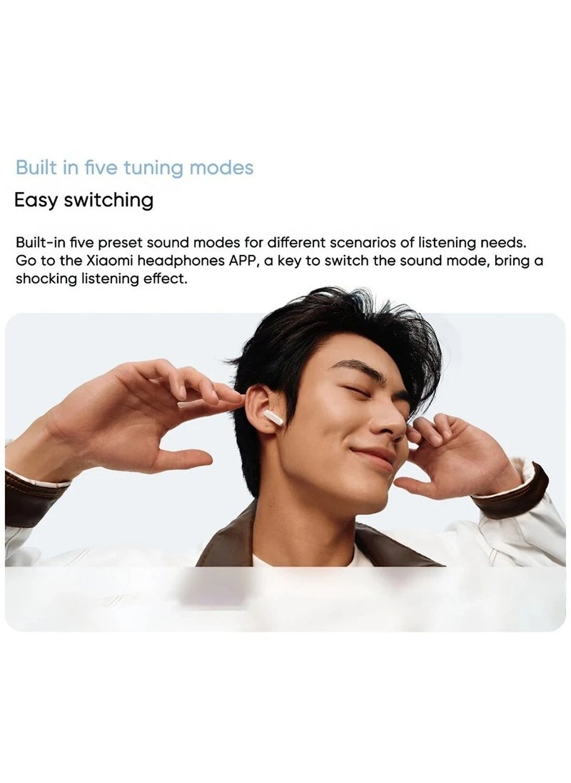 Buds 6 Active Bluetooth V5.4 Earphone 30 Hours Battery Life 5 Adjustment Modes Dual Mic HD Calls Wireless Headphone White