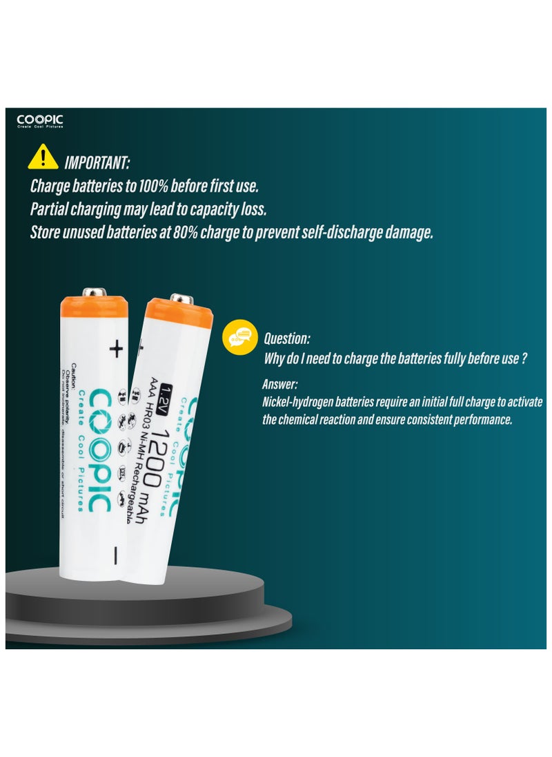 Rechargeable AAA Batteries, 1200mAh High Capacity Batteries 1.2V HR03 NiMH Low Self Discharge (16pcs)