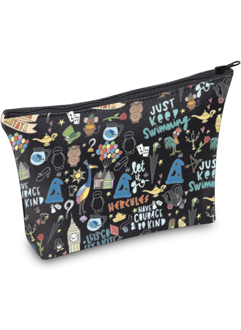 POFULL Movie Characters Collage Cosmetic Bag Fairy Tales Gift for Women