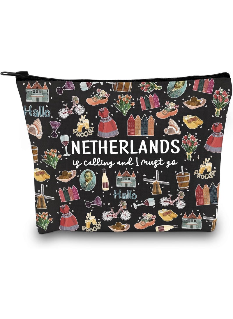 Netherlands Holland Dutch Souvenir Gift Bachelorette Party Gift Netherlands Is Calling I Must Go Travel Makeup Bag