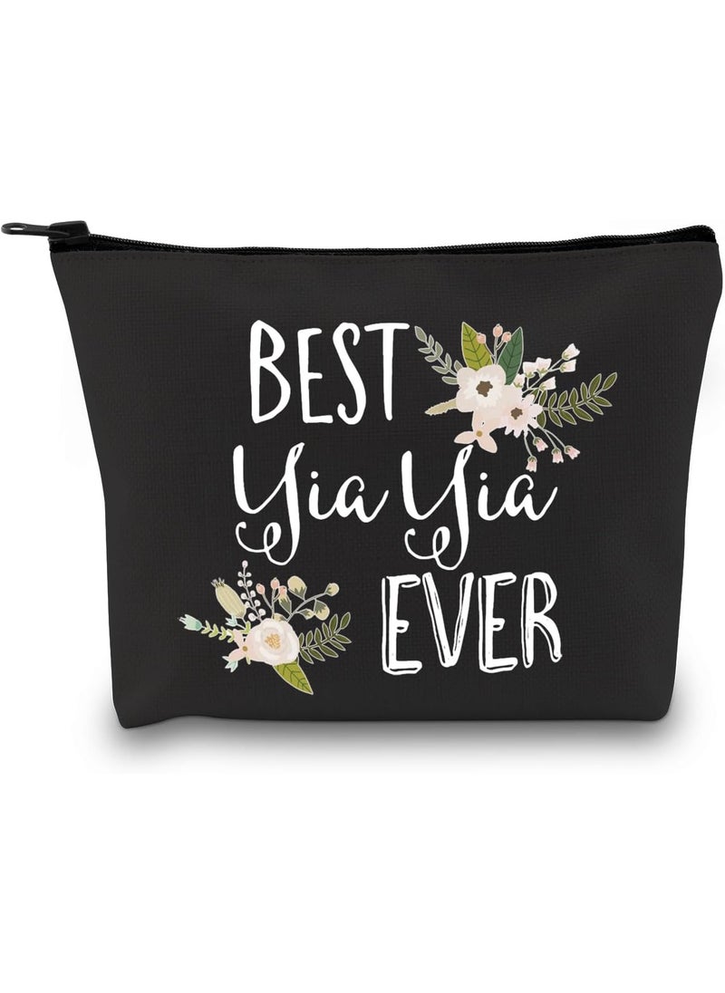 GJTIM Yiayia Gift Best Yiayia Ever Gift Grandma Toiletry Travel Bag Gift for Grandma