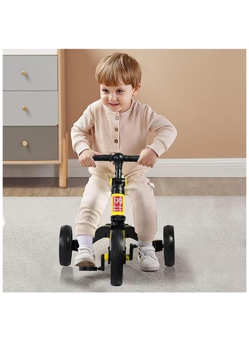 3-in-1 Kids Tricycle & Balance Bike – Yellow and Black | Adjustable Toddler Bike for Ages 1.5 to 4 Years