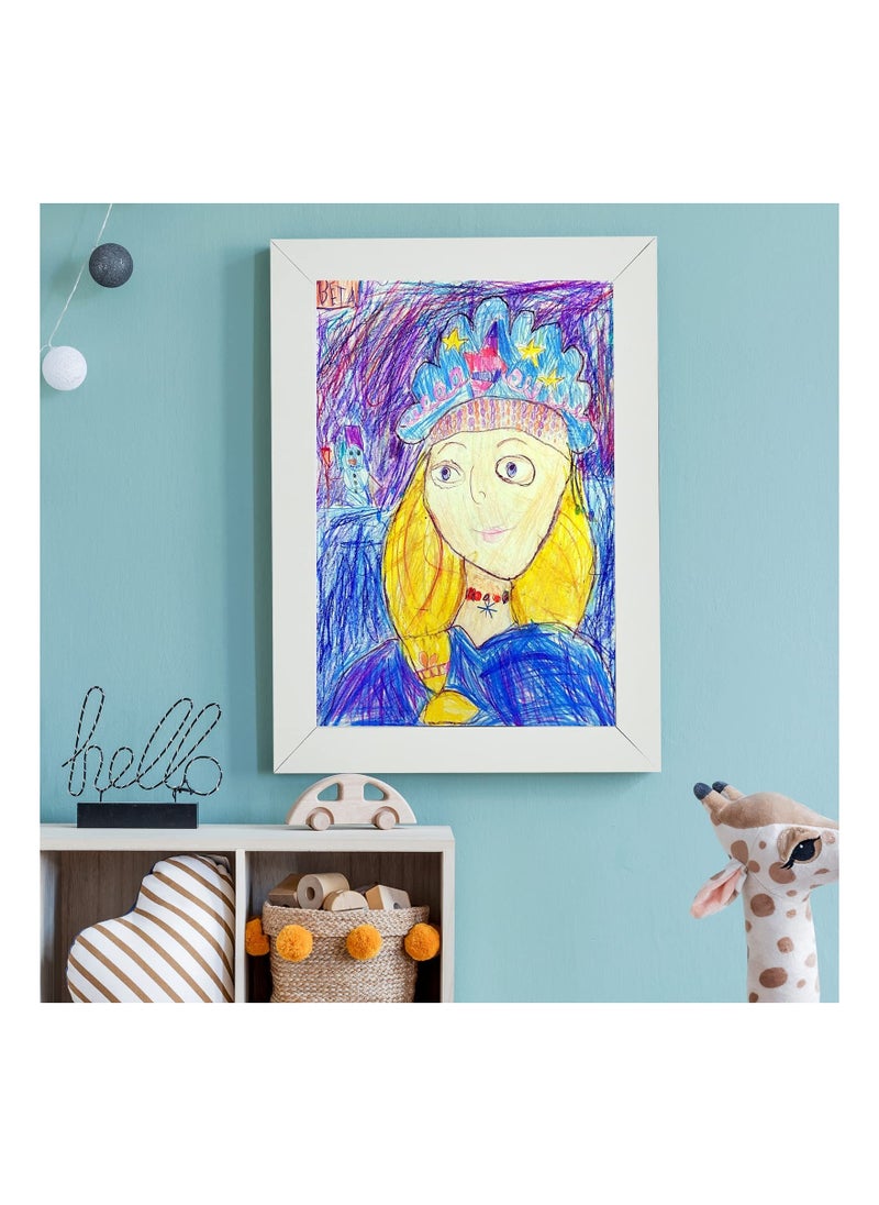 Kids Art Frames, Front Opening and Changeable Picture Display for A4 Art-Work, Storage Frames, Crafts, Drawing, Hanging Art, 8.3x11.8 (White, 1 Pack)