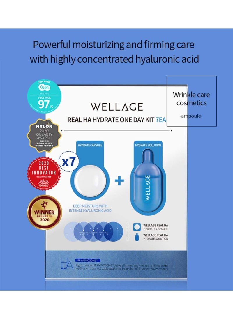 Real HA Hydrate One Day Kit 7ea, Firming and Moisturizing Care Serum for Dry and Sensitive Skin 14 Piece Set