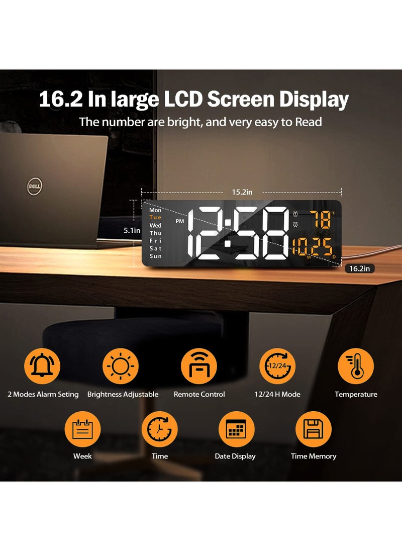 Digital Wall Clock Large Display, 16.2 Inch