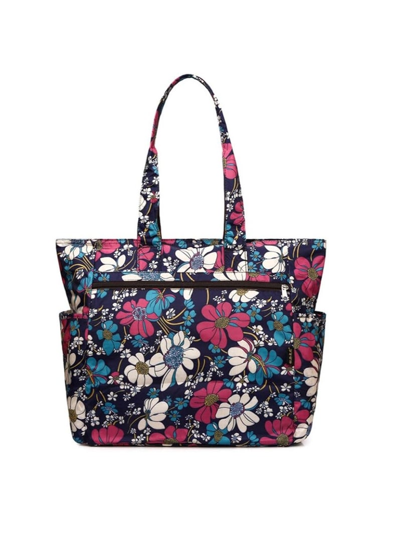 iCozzier  Tote Bag for Women, Water Resistant Flower Pattern Women Work Tote Bag Large Capacity Shoulder Bag
