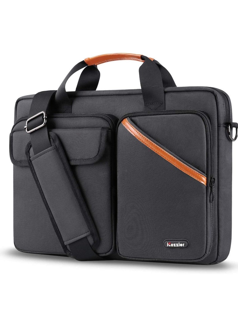 iCozzier 13-13.3 Inch Multi-Pocket Laptop Sleeve Briefcase Large Capacity Shoulder Bag Electronic Accessories Organizer Waterproof Messenger Carrying Case - Black
