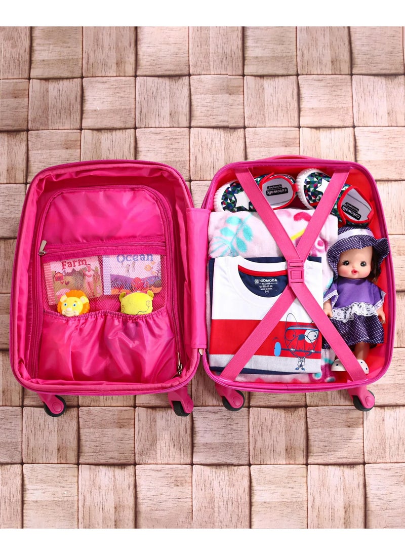 Babyhug Giraffe Print Waterproof Trolley Bag for Kids 5-10 Years with Adjustable Handle and Spacious Compartment - Yellow