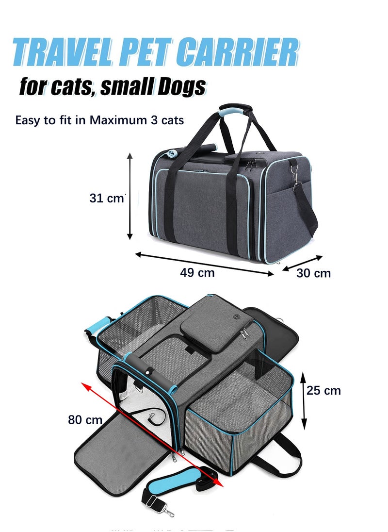Expandable Cat Carrier, Soft Side Pet Carrier with large space, Dog Carriers for Small Dogs, Portable and Foldable Cat Bag Carrier Great for Travel, Outdoor, Hiking, Camping