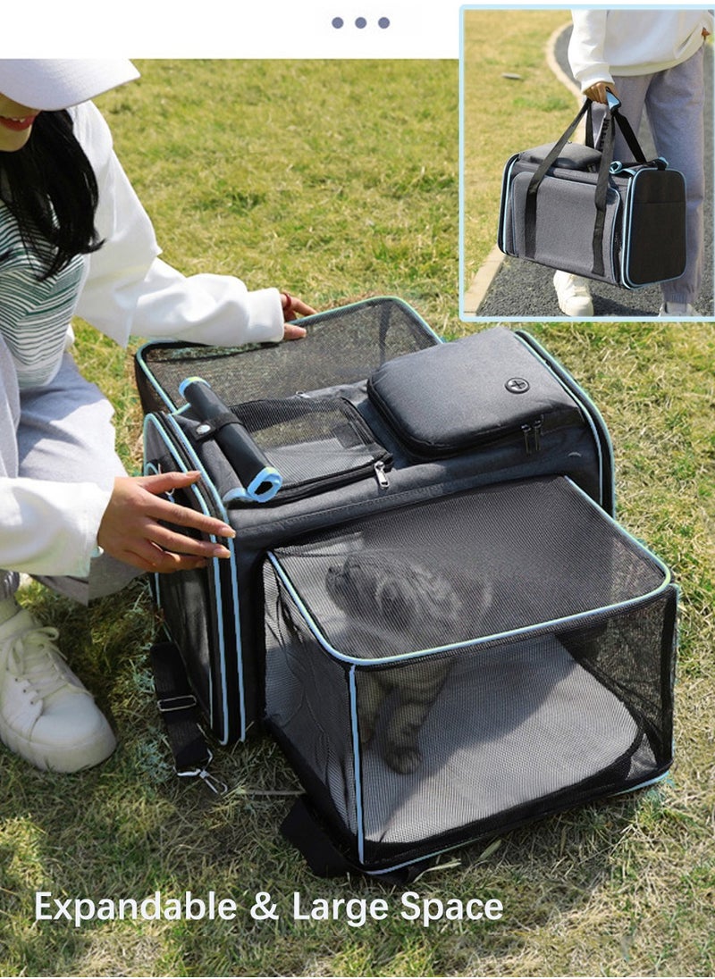 Expandable Cat Carrier, Soft Side Pet Carrier with large space, Dog Carriers for Small Dogs, Portable and Foldable Cat Bag Carrier Great for Travel, Outdoor, Hiking, Camping
