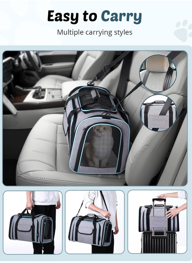 Expandable Cat Carrier, Soft Side Pet Carrier with large space, Dog Carriers for Small Dogs, Portable and Foldable Cat Bag Carrier Great for Travel, Outdoor, Hiking, Camping