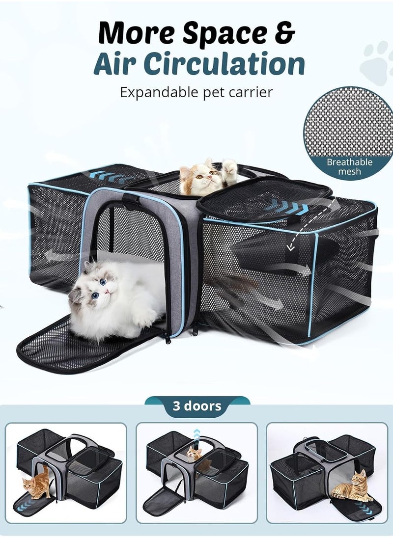 Expandable Cat Carrier, Soft Side Pet Carrier with large space, Dog Carriers for Small Dogs, Portable and Foldable Cat Bag Carrier Great for Travel, Outdoor, Hiking, Camping