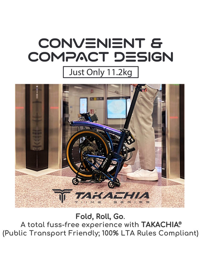 Tiime Series Chromoly Steel 16 Inch Lightweight Compact Trifold Folding Bike - Foldable Bicycle For Men & Ladies & Kids