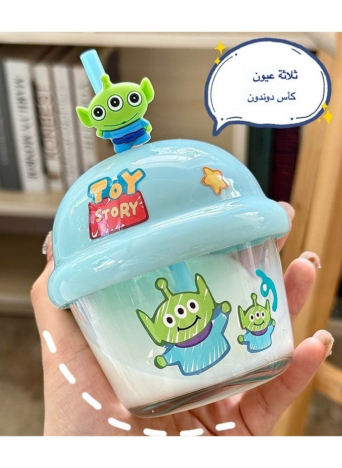 Mini DunDun Glass Tumbler with Silicone Straw – Cute 210ml Portable Water Bottle for Kids & Adults, BPA-Free Leakproof Design for Travel, Office & Home