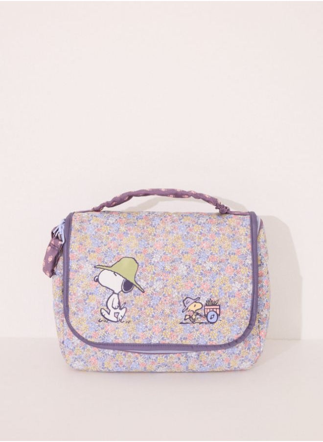 Large nylon vanity case with Snoopy flowers
