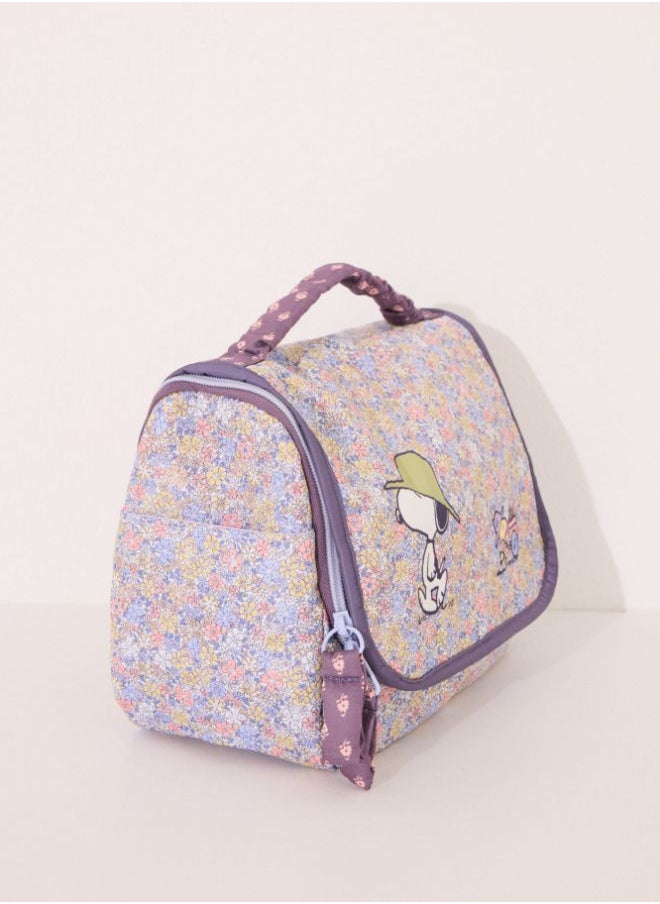 Large nylon vanity case with Snoopy flowers