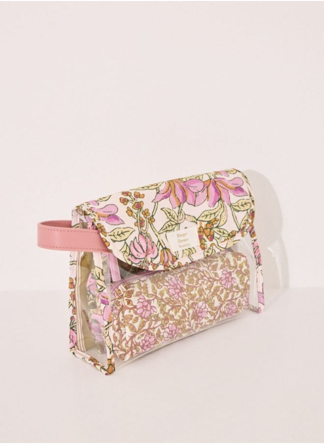 Pack of 3 padded flower toiletry bags