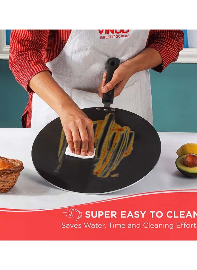 Vinod Zest Aluminium Non Stick Flat Multi Tawa - 30 cm | Triple Layer Ceramic Coating | 4mm Extra Thick Chapati Tawa | Bakelite Handle | Gas and Induction base | 1 Year Warranty