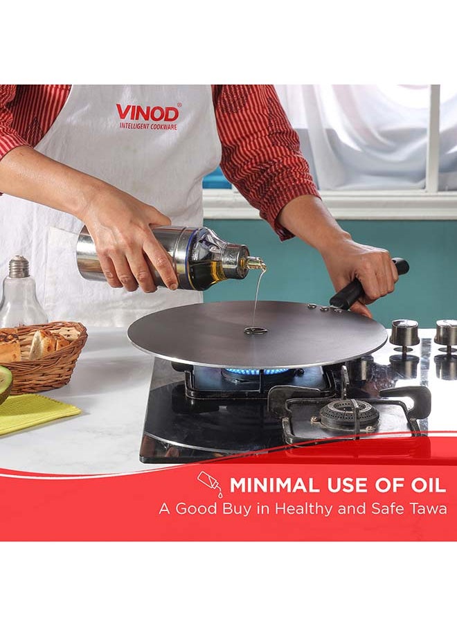 Vinod Zest Aluminium Non Stick Flat Multi Tawa - 30 cm | Triple Layer Ceramic Coating | 4mm Extra Thick Chapati Tawa | Bakelite Handle | Gas and Induction base | 1 Year Warranty
