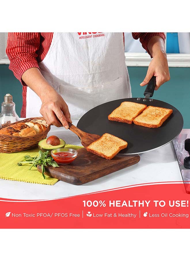 Vinod Zest Aluminium Non Stick Flat Multi Tawa - 30 cm | Triple Layer Ceramic Coating | 4mm Extra Thick Chapati Tawa | Bakelite Handle | Gas and Induction base | 1 Year Warranty