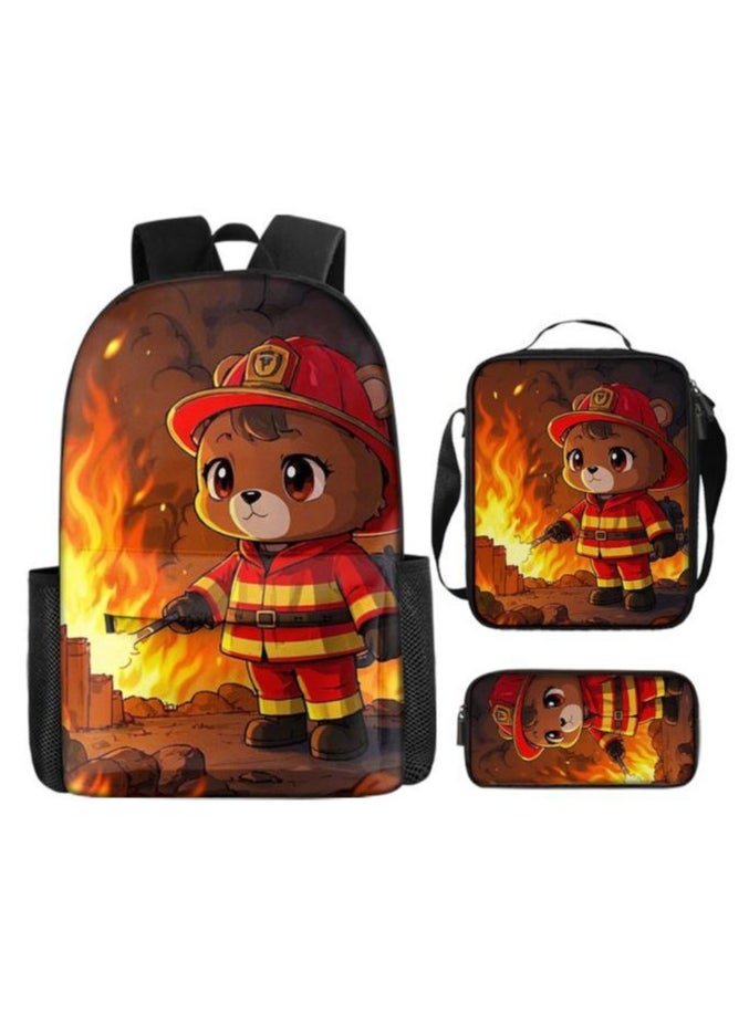 Three-piece set of cartoon characters (schoolbag, for students) - 1309