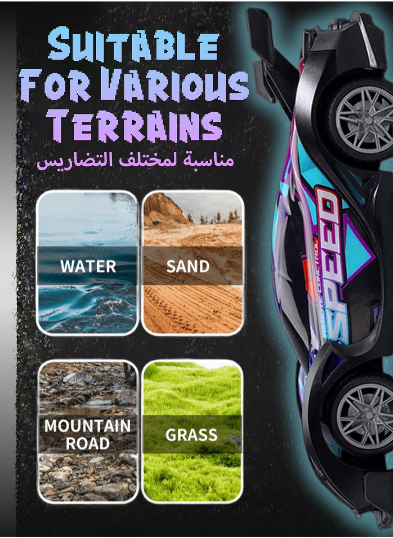 RC Drift Car, Kids Remote Control Car with Shiny LED Lights, 1/18 4WD 2.4GHz High Speed Drift RC Car with One Rechargeable Batteries, RC Cars for Kids and Adults,Suitable for Various Terrains - Kids Gifts