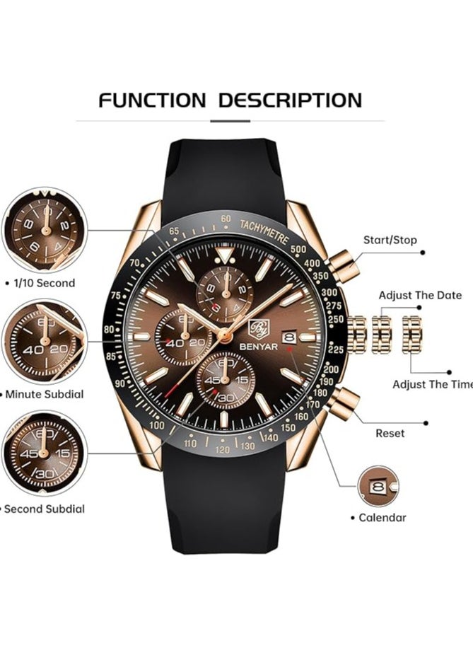 Watches for Men Watch Quartz Luxury Chronograph Water Resistant Watch 5140 220mm