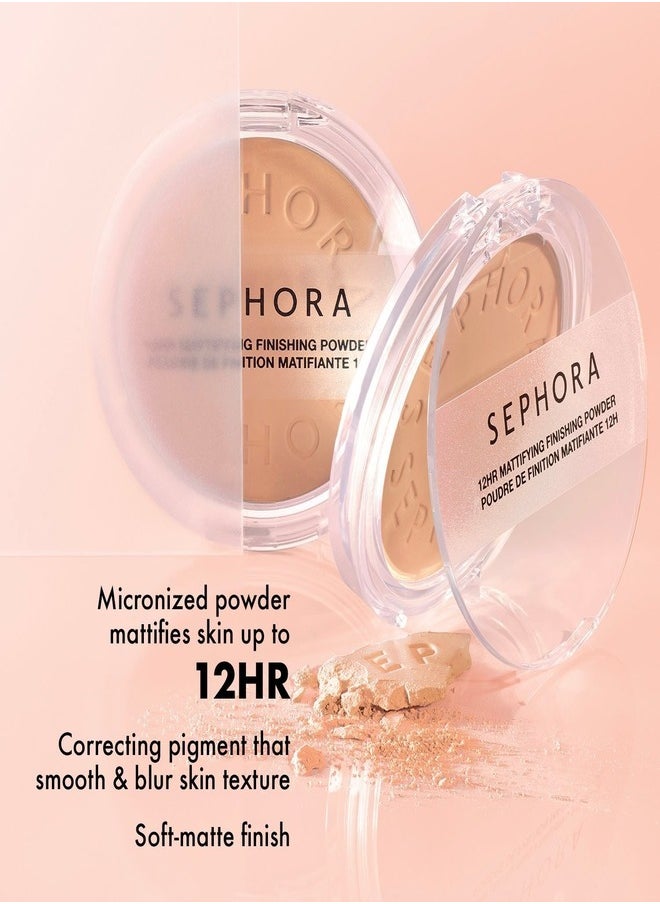 Sephora Collection 12Hr Mattifying Finishing Powder – Oil-Control Compact Powder in 04 Medium peach (10g) for Shine-Free, Long-Lasting Wear