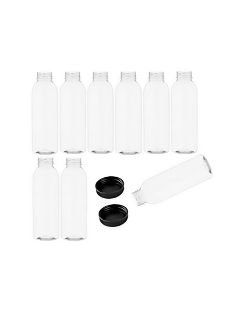 24pcs 500ml round Plastic Juice Bottles with Caps, Empty Clear Plastic Bottles Bulk with Black Tamper Evident Lids for Juicing, Smoothie and Other Drinks Beverage