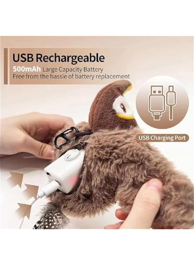 2025 Flying Bird Cat Toy, Interactive Chirping Bird Cat Toy Flapping Wings, Brown, Adult Cats