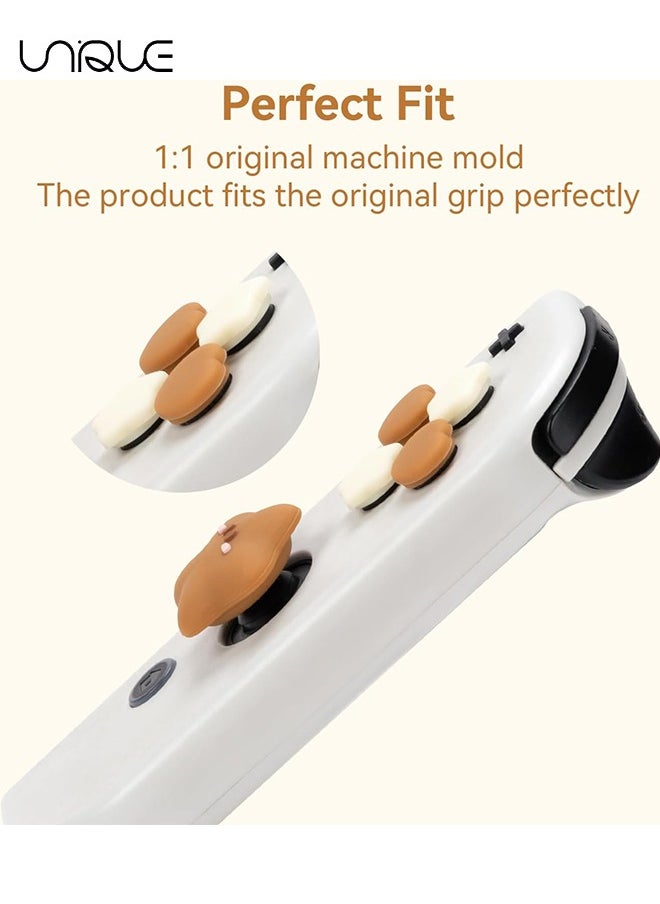 7 Piece Set Cross D-Pad Button Caps Thumb Grips Set - Compatible with Nintendo Switch/Switch OLED - Cute 3D Soft Silicone ABXY Buttons Sticker Joystick Cover Caps - Brown and Cream White Stars